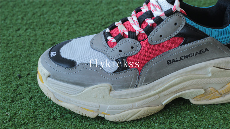 Balenciaga 2017 Fall Winter Washed Old Show Triple-S Grey Red Blue